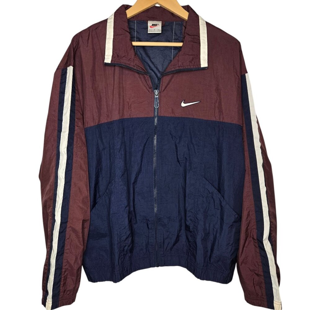 Vintage Nike Mens 90s Vertical Spell Out White Label Windbreaker‎ Jacket L